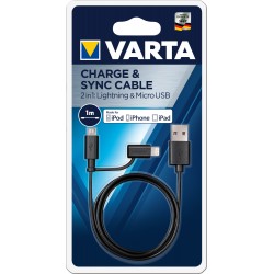 VARTA CHARGE & SYNC CABLE - 2in1 Micro USB & MFI LIGHTING CONNECTOR