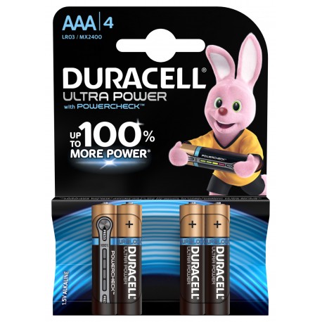 4 Piles alcalines LR03 - AAA Duracell Ultra power en blister - AZ Piles  distribution