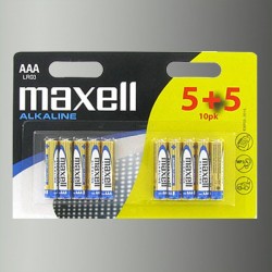 Blister de 10 piles alcalines LR03 - AAA – 1,5V Maxell