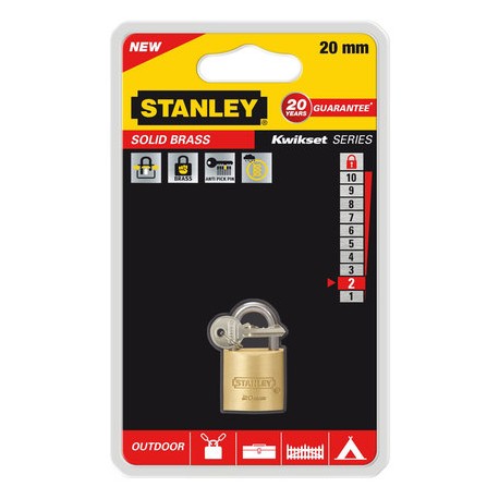 STANLEY Cadenas laiton solide 20 mm anse standard 3 clés S742-028