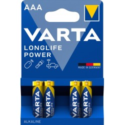 4 Piles alcalines LR03 - AAA Varta Longlife Power en blister